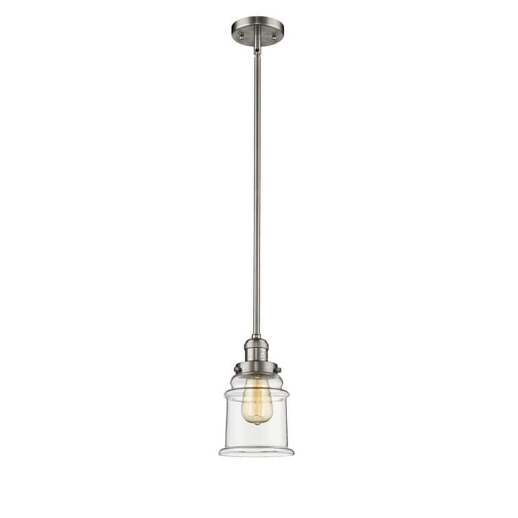 Innovations Lighting Canton 7" Wide Mini Pendant - Downrod Suspension - Brushed Satin Nickel / Clear
