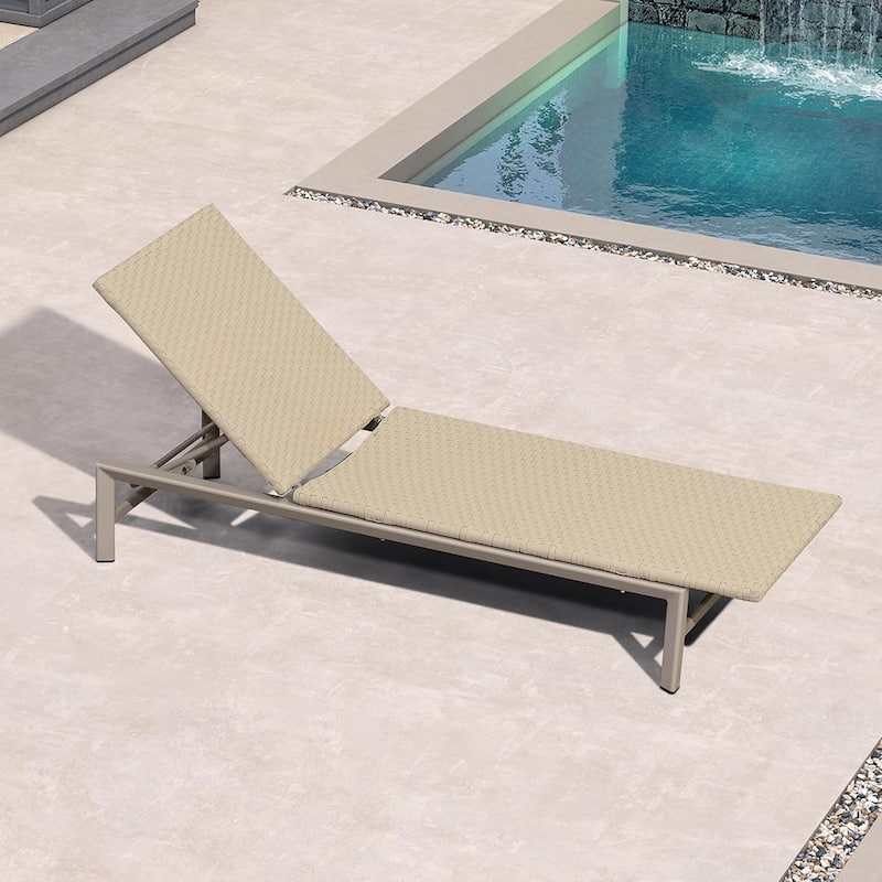 PURPLE LEAF Patio Wicker Chaise Lounge , Aluminum Outdoor Pool Lounge Chair with Adjustment Backrest