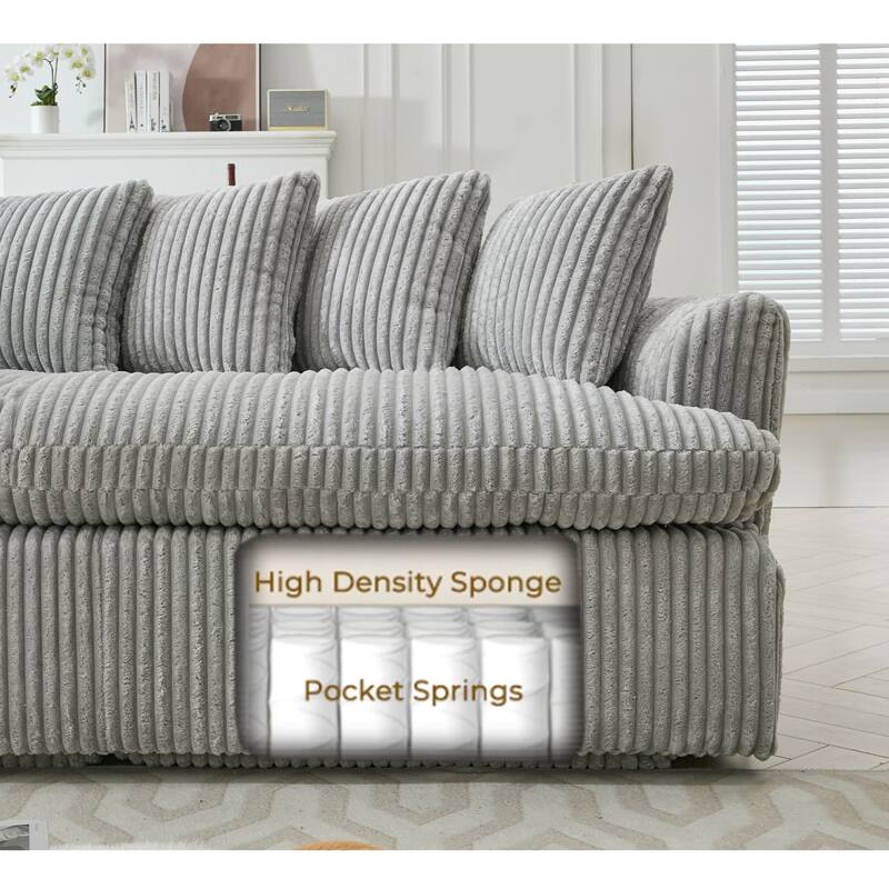 127'' L-Shape Left Sectional Sofa with 10 Back Cushions, No Assembly