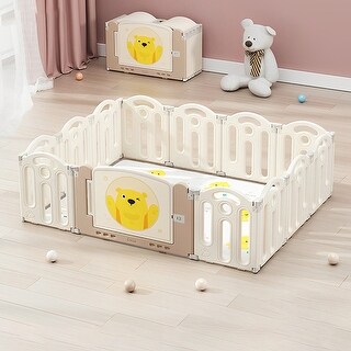 Foldable Playpen Baby Safety Play Yard with Fence and Play mat