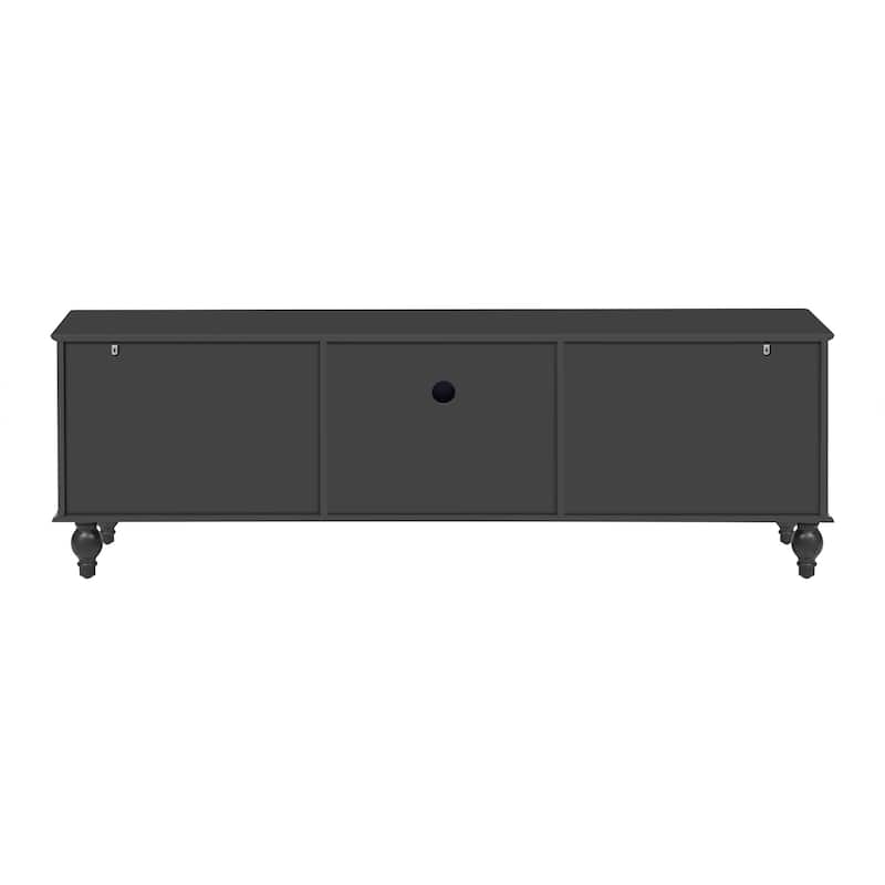 68.9" Rectangular Wooden TV Stand with Fluted Glass Doors, for TVs up to 75", Media Storage Console with 2 Drawers