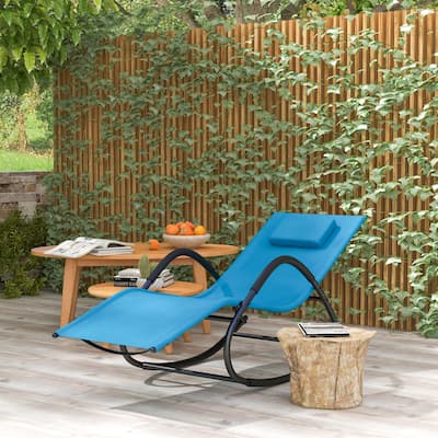 Outsunny Rocking Chair, Zero Gravity Patio Chaise Sun Lounger, Outdoor Rocker, UV Water Resistant