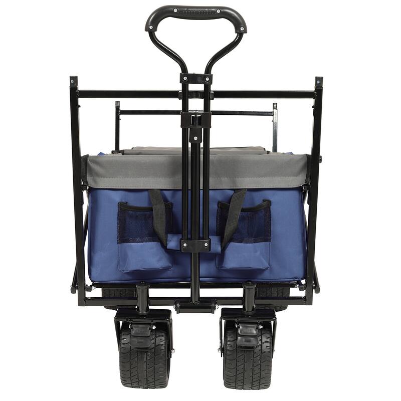 480Lbs Collapsible Wagon with Canopy,Wagon Stroller with 7" All-Terrain Wheels, Lightweight Foldable Wagon, with Mosquito Net