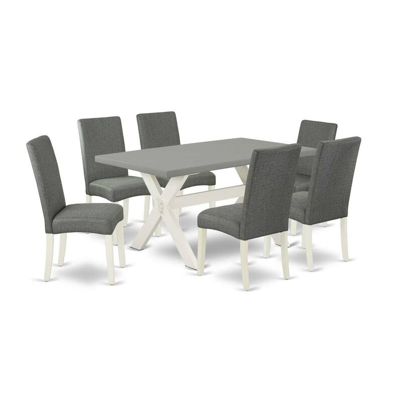 7-Piece Rectangle Natural Oak Finish Solid Wood Top Dining Table with 6-Chairs with