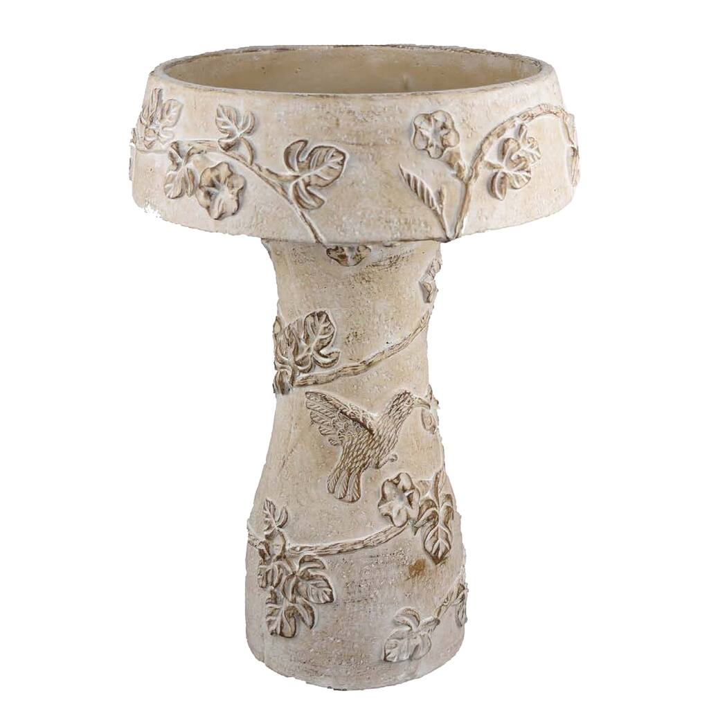 Menon Bird Bath Feeder, Decorative Designs White Terracotta, 20 Inch