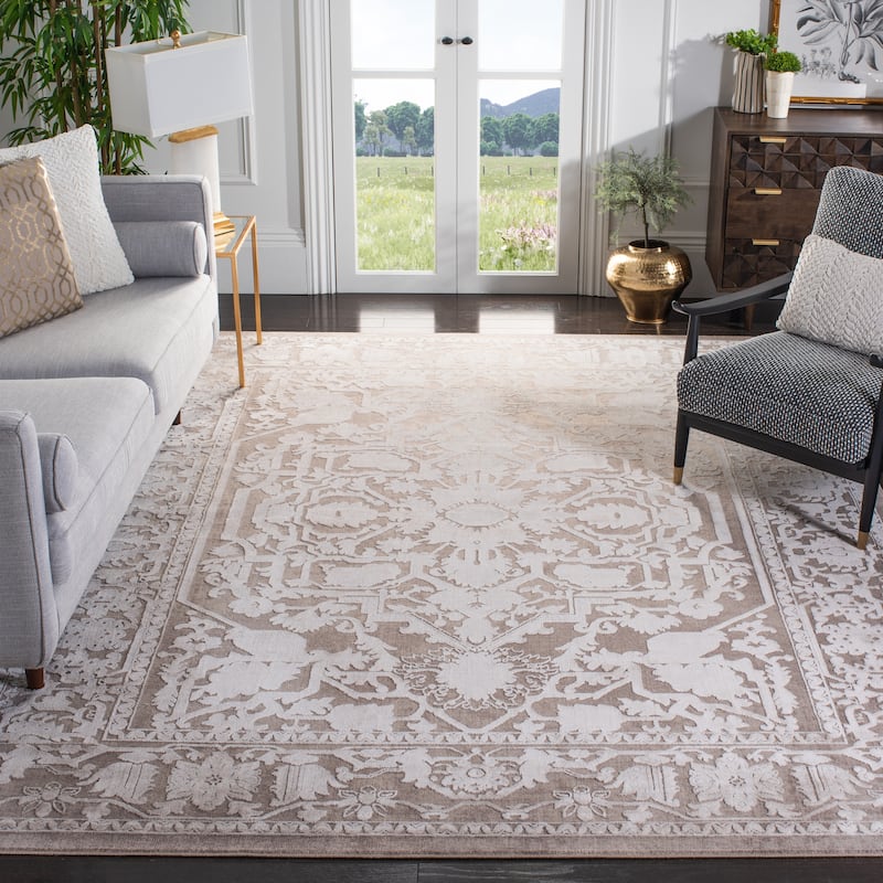 SAFAVIEH Reflection Eulalie Modern Oriental Rug - 8' Square - Beige/Cream