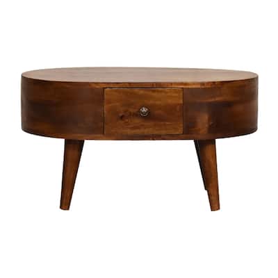 Artisan Furniture Chestnut Solid Wood Mini Rounded Coffee Table