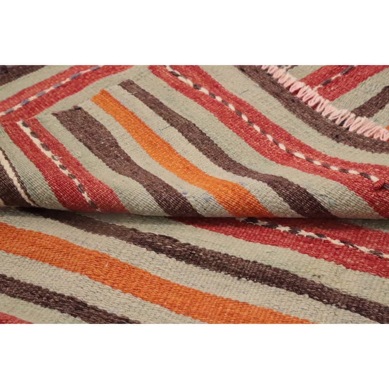 Hand Woven Oriental 100% Wool Carpet Southwestern Tribal Multi-Colored Kilim Area Rug - 8' 7'' X 4' 8''