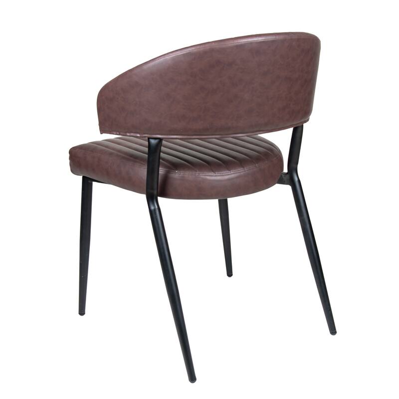 Faux Leather Dining Chair Set of 2, Upholstered Chair with Curved Back Parsons Chair Side Chair with Tapered Metal Legs