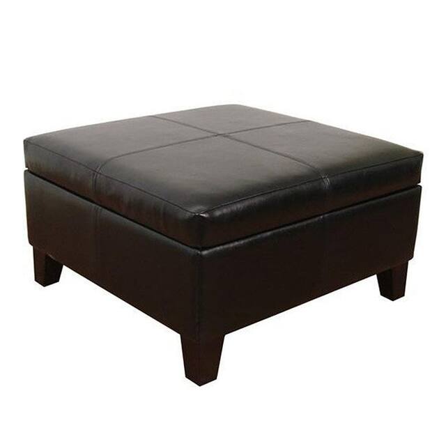 Copper Grove Silene Luxury Large Black Faux Leather Storage Ottoman Table