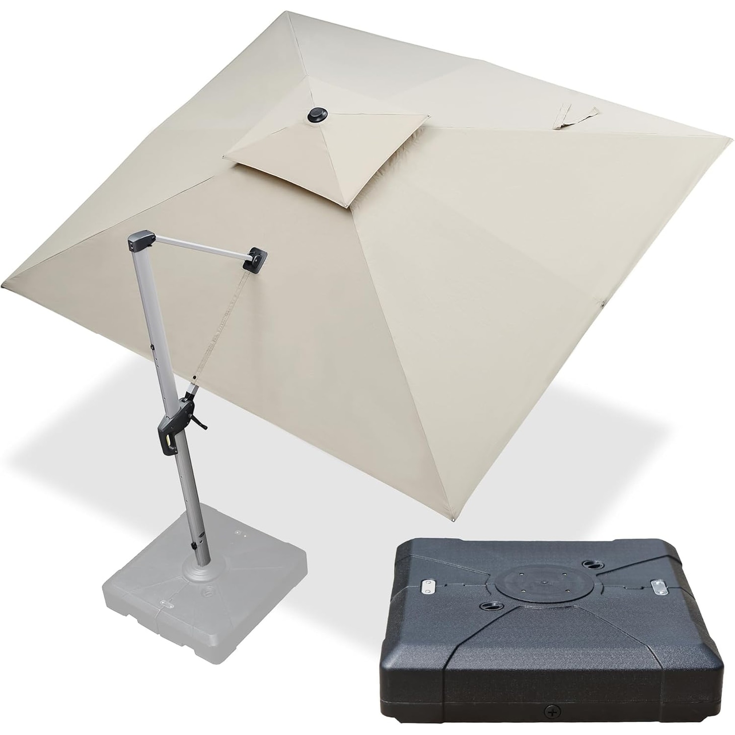 PURPLE LEAF Double Top 9x11/10x12/10x13ft Rectangle Umbrella Large Cantilever Outdoor Classic Umbrella with Base