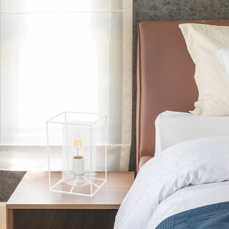Lalia Home Framed Table Lamp with Clear Cylinder Glass Shade