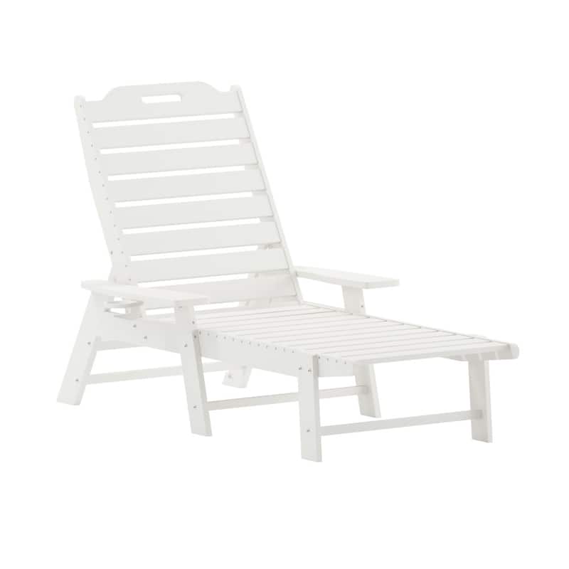 Outdoor Adjustable Lounge Chair with Cupholder