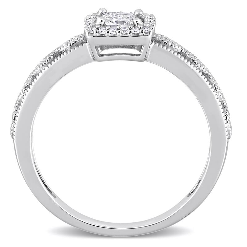 Miadora 3/8ct TDW Diamond Halo Engagement Ring in Sterling Silver