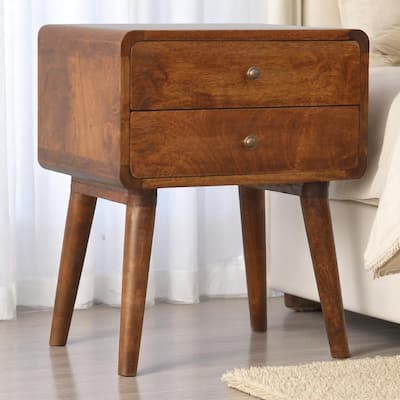 Artisan Furniture Solid Wood Curved Chestnut Nightstand