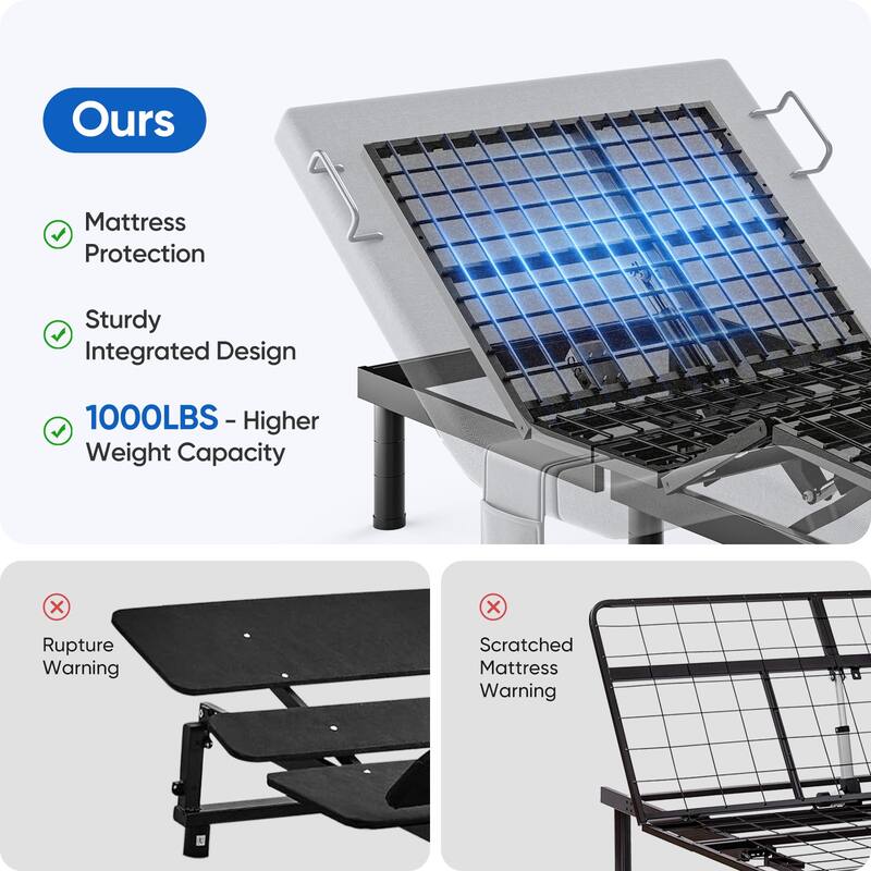 Twin Split King Size Adjustable Bed Base Frame with Massage