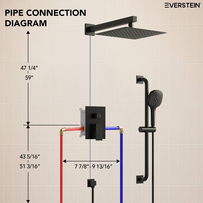 Pressure-Balanced Shower System ,10-Inch Rainfall Shower Faucet with 3-Function Handheld Shower