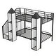 preview thumbnail 19 of 22, Twin over Twin Castle-shaped Bunk Bed with Wardrobe and Multiple Storage, Grey+White