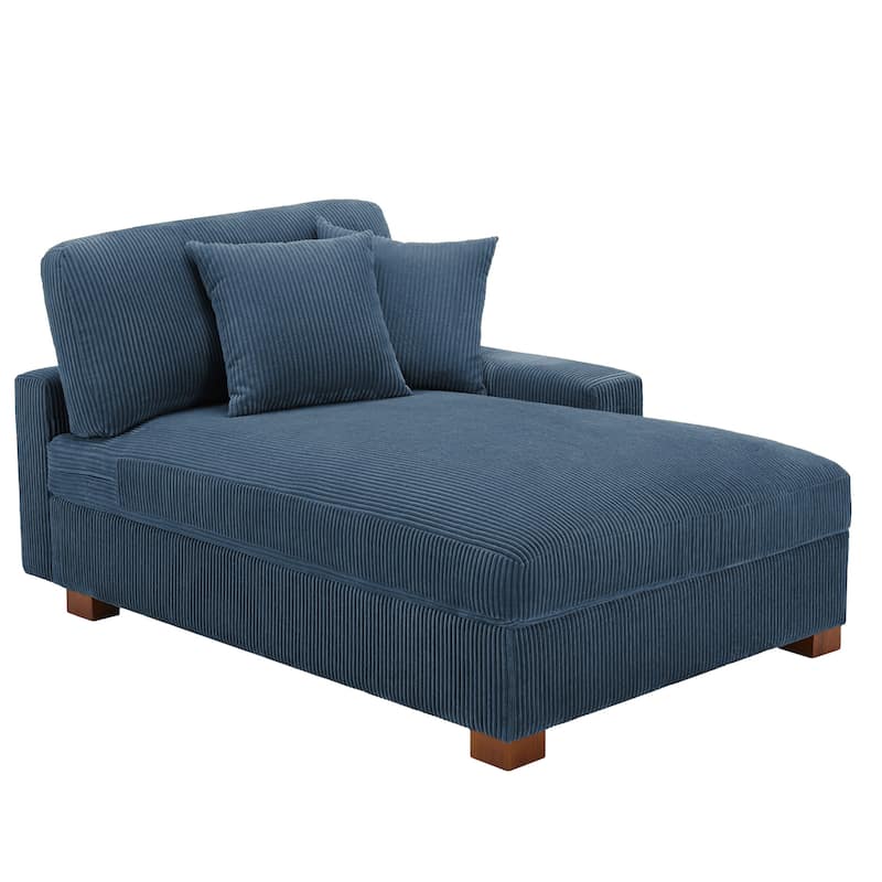 Modern Corduroy Indoor Chaise Lounge Couch with Pillows