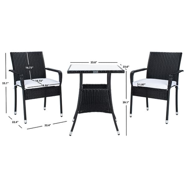 dimension image slide 2 of 4, SAFAVIEH Outdoor Laban 3-Piece Bistro Set