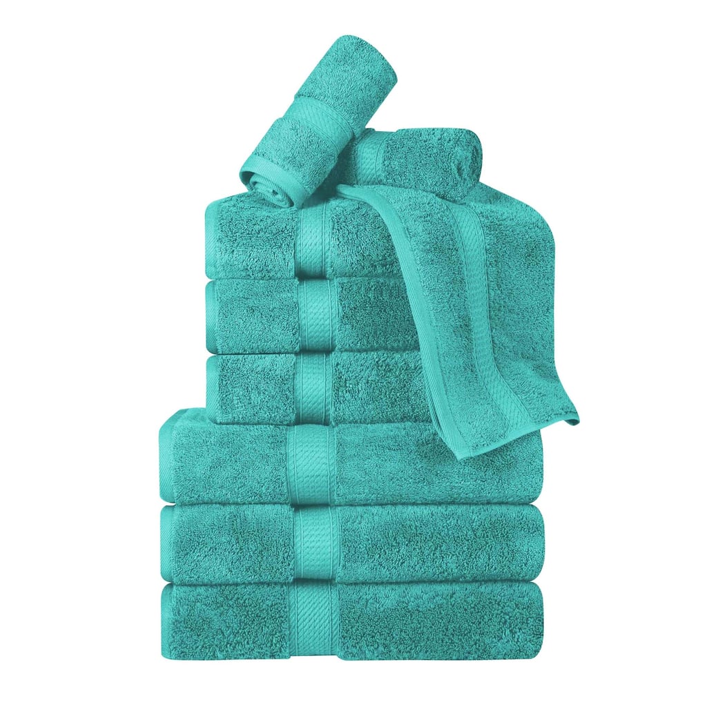 Blue Nile Mills Egyptian Cotton Pile Plush Heavyweight Absorbent Luxury Soft 9-Piece Towel Set