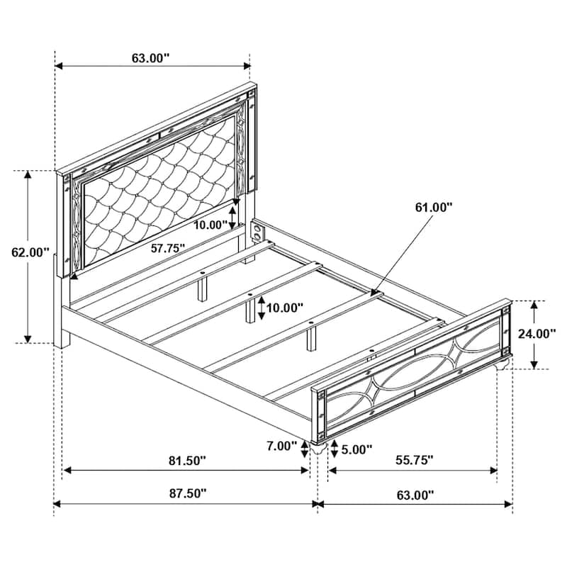 Gunnison Wood LED Panel Bed Silver Metallic