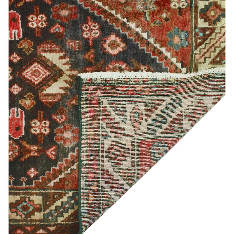 Fine Vintage Distressed Sara Charcoal/Beige Runner - 3'4" x 7'10"