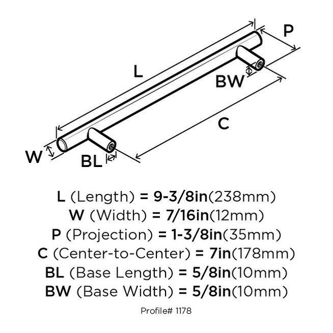 Bar Pulls 7 in (178 mm) Center-to-Center Satin Nickel Cabinet Pull - 10 Pack