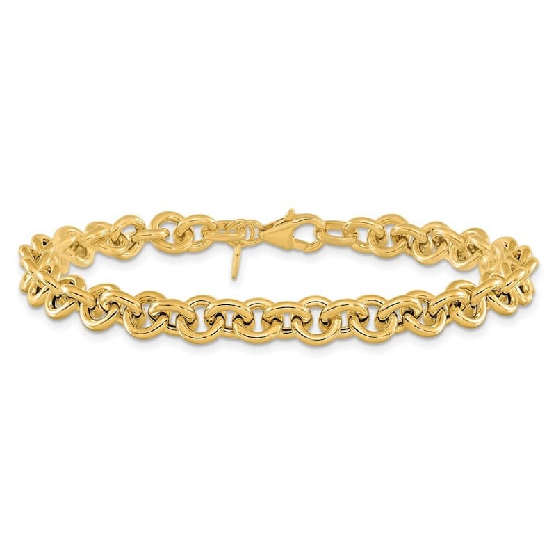 Curata 14k Yellow Gold Polished Fancy 6.5mm Rolo Link Bracelet 7.75 Inch