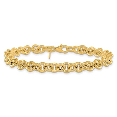 Curata 14k Yellow Gold Polished Fancy 6.5mm Rolo Link Bracelet 7.75 Inch