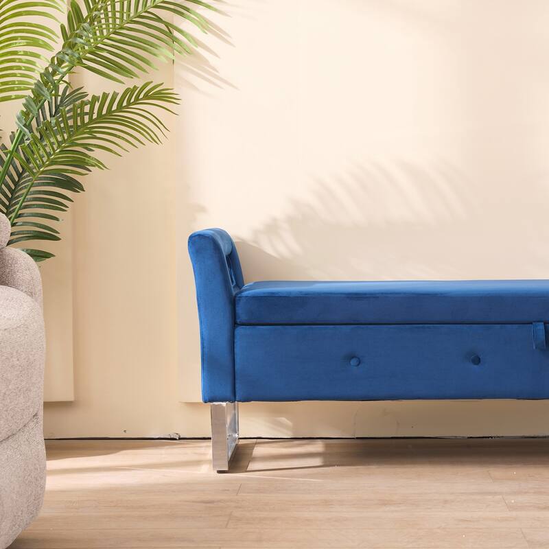 Storage Soft Bench with Armrests for Living Room, Entryway and Bedroom