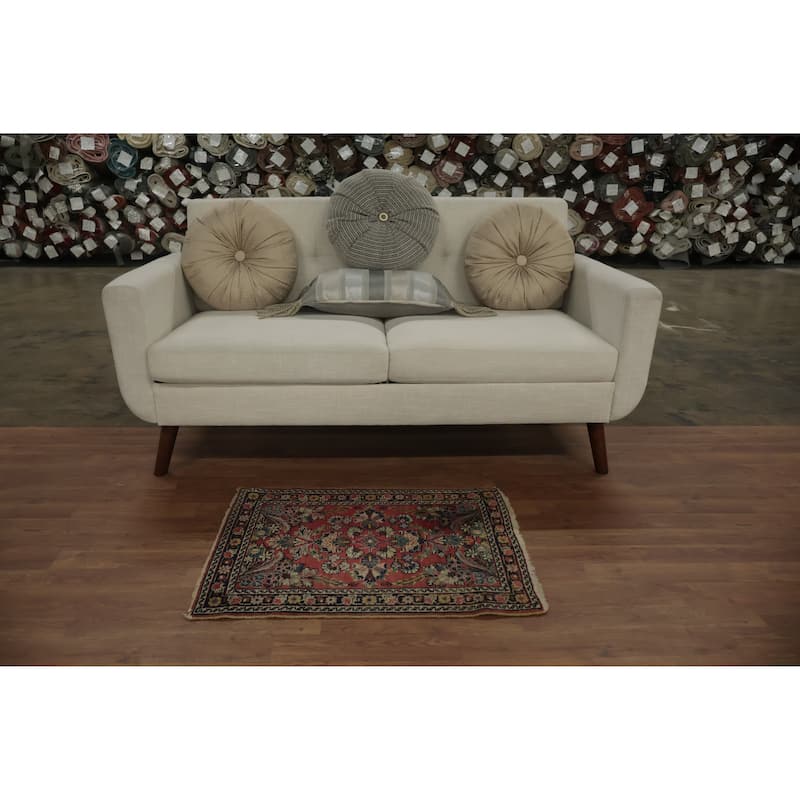 Hand Knotted Oriental 100% Wool Carpet Traditional Floral Red Lilian Area Rug - 2' 8'' X 2' 0''