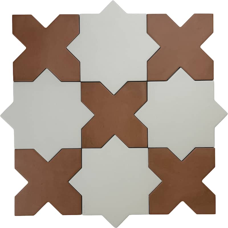 Seville 7" Star with 5" Cross Matte Porcelain Wall and Floor Tile (10.62 sq ft/case) - 68 Pack - White/Brown