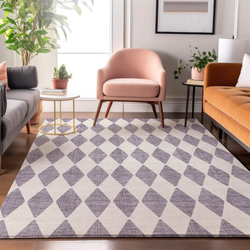 Premium Washable Super Soft Modern Diamond Mayfield Rug - Purple - 8' x 10' - Rectangle