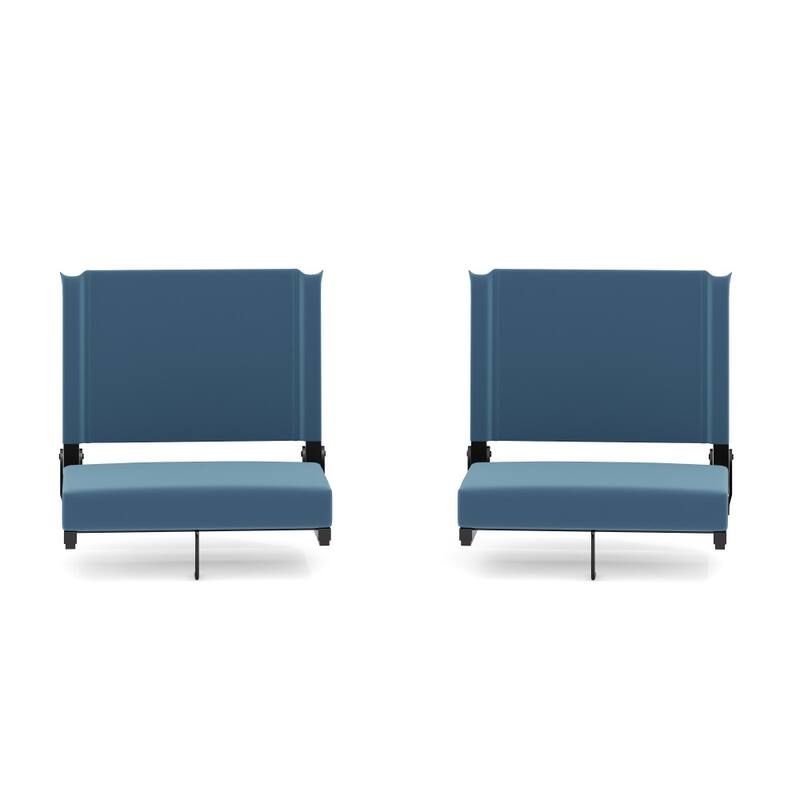 Padded Stadium Chairs with Handles and Bleacher Hooks (Set of 2) - 14"D x 18"W x 18"H - Teal