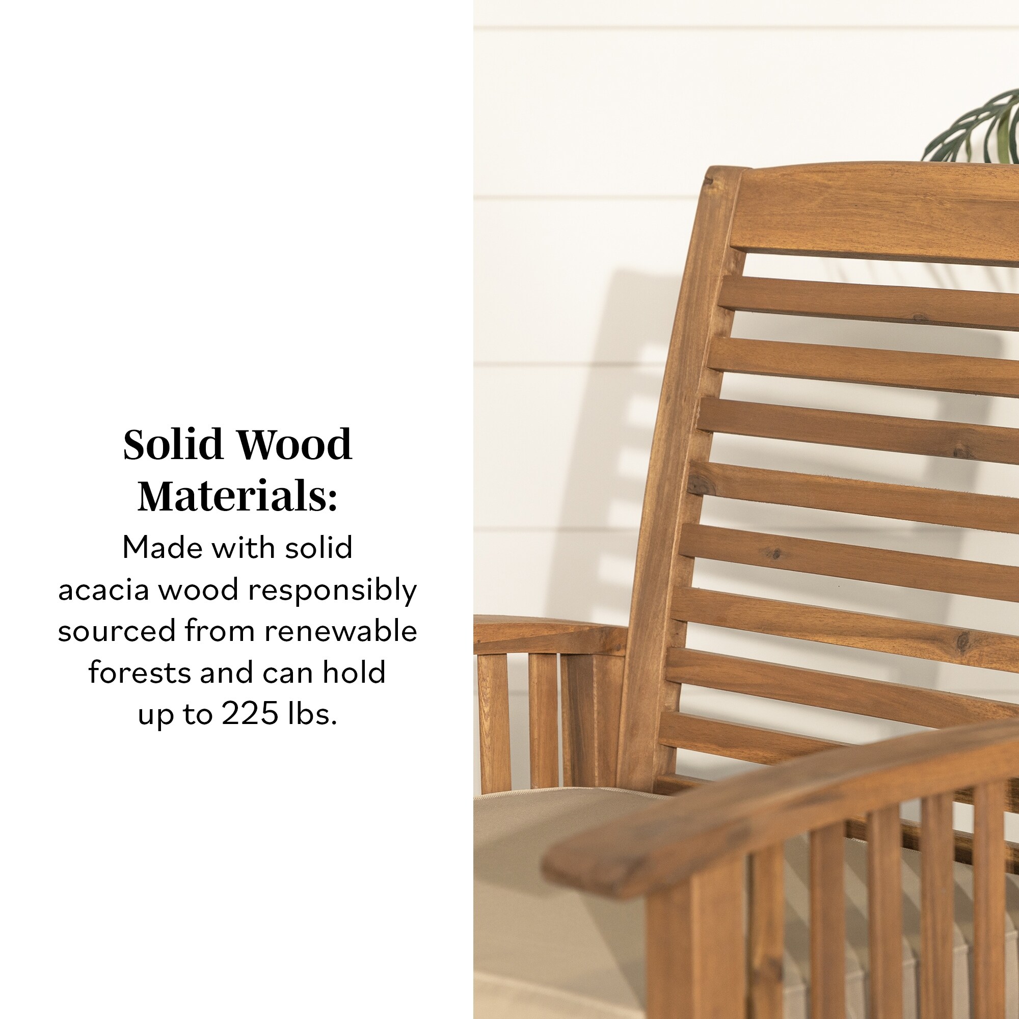 Walker Edison Surfside Acacia Wood Outdoor Chairs (Set of 2