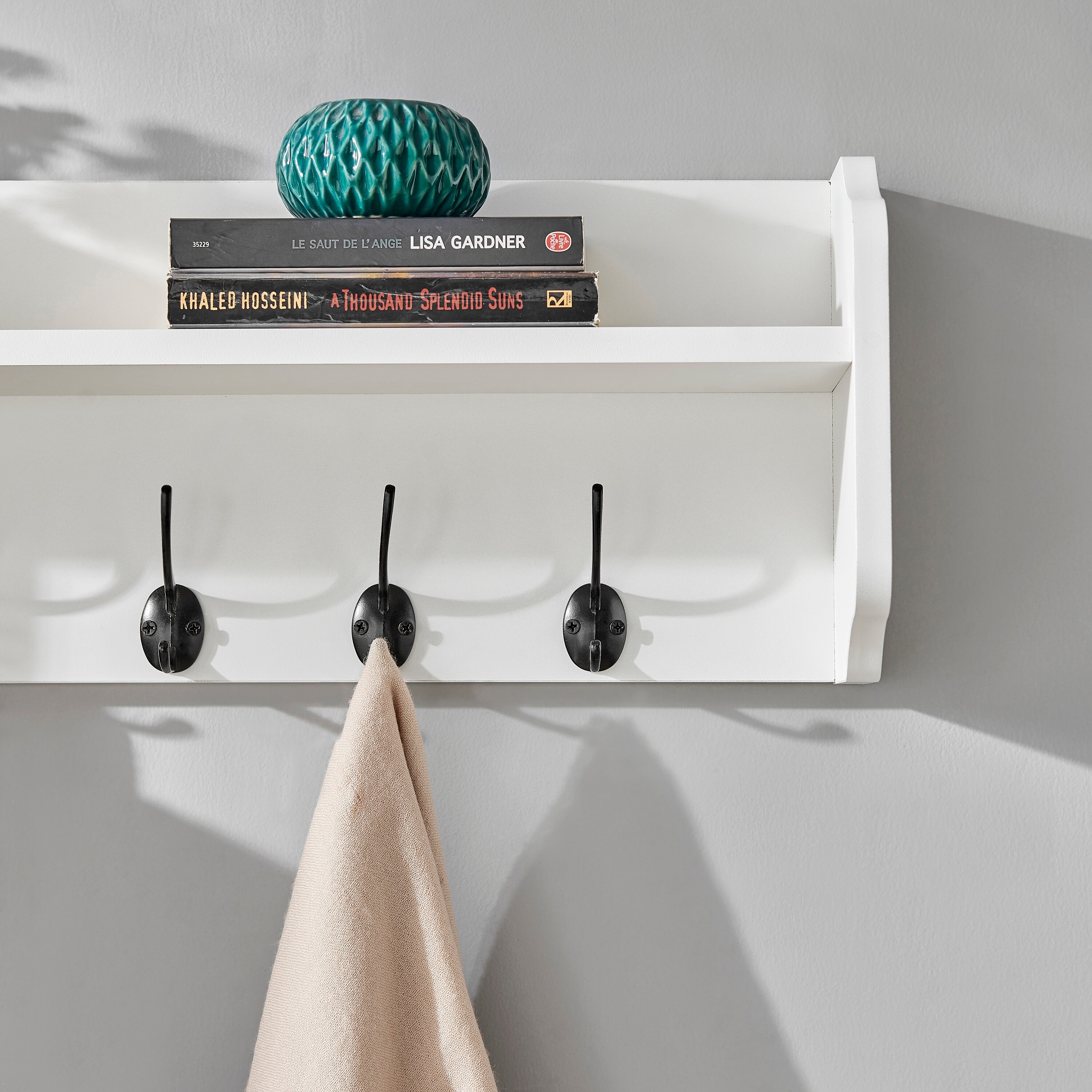 Danya B. Entryway Floating Utility Wall Shelf with Hooks