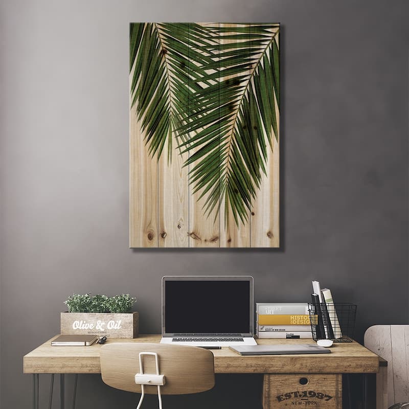Palm Leaf II Print On Wood by Orara Studio - Multi-Color
