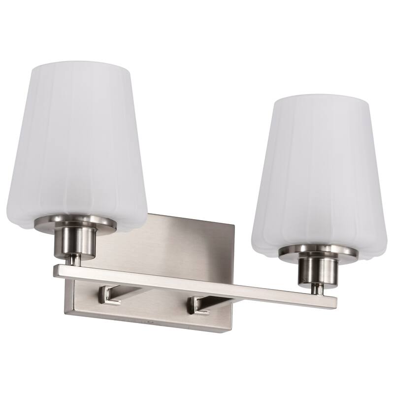 Lune 2 Light Vanity Brushed Nickel Finish Etched White Glass - Brushed Nickel - Brushed Nickel