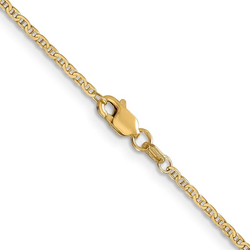 Curata Women's 14k Yellow Gold 1.5mm Anchor Link Chain Anklet - 10 Inch