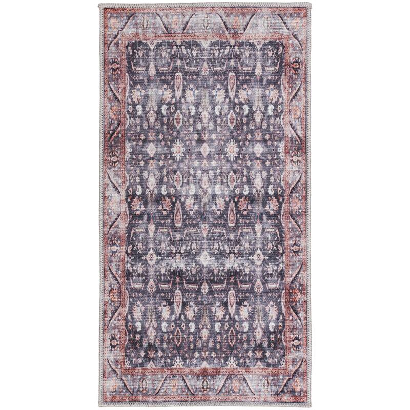 Brilliance Machine Washable Persian Vintage Medallion Area Rug