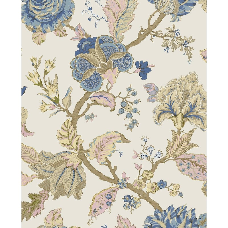 Seabrook Designs Lana Jacobean Prepasted Wallpaper - 20.5 in W x 33 ft. L - Parchment