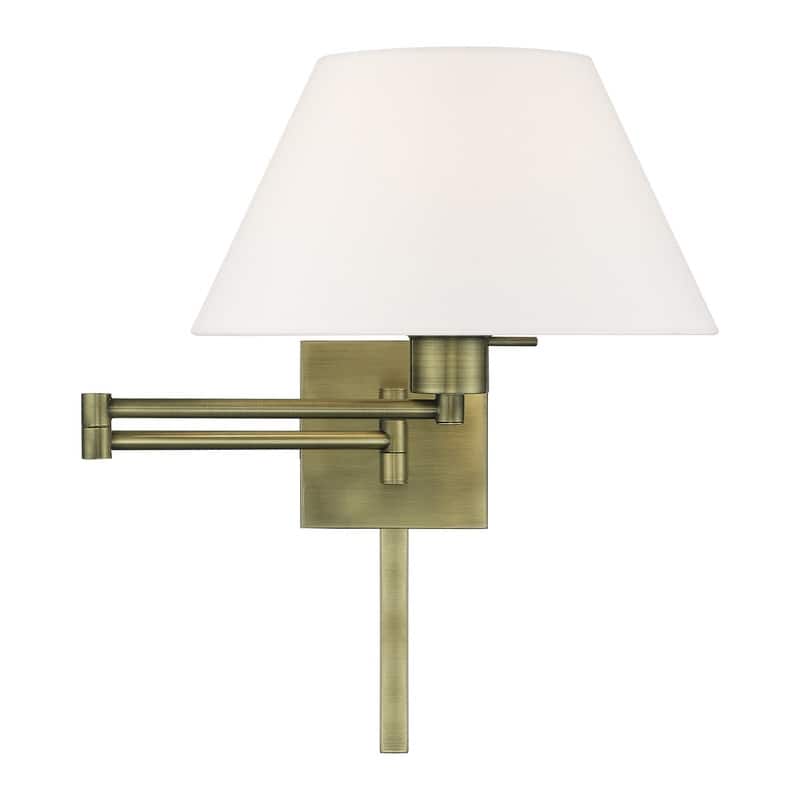 Livex Lighting 1-Light Off-White Shade Swing Arm Wall Lamp, 40039