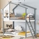 preview thumbnail 13 of 21, Twin over Twin Solid Wood Bunk Bed with Roof and Ladder Gray