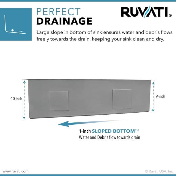 Ruvati 32-inch Slope Bottom Offset Drain Undermount Kitchen Sink Single Bowl Stainless Steel - RVH7490 - 8' x 11'