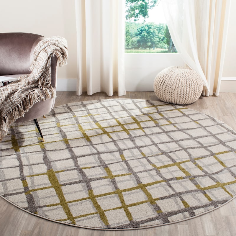 SAFAVIEH Amherst Raimonda Modern Rug - 7' Round - Ivory/Light Grey