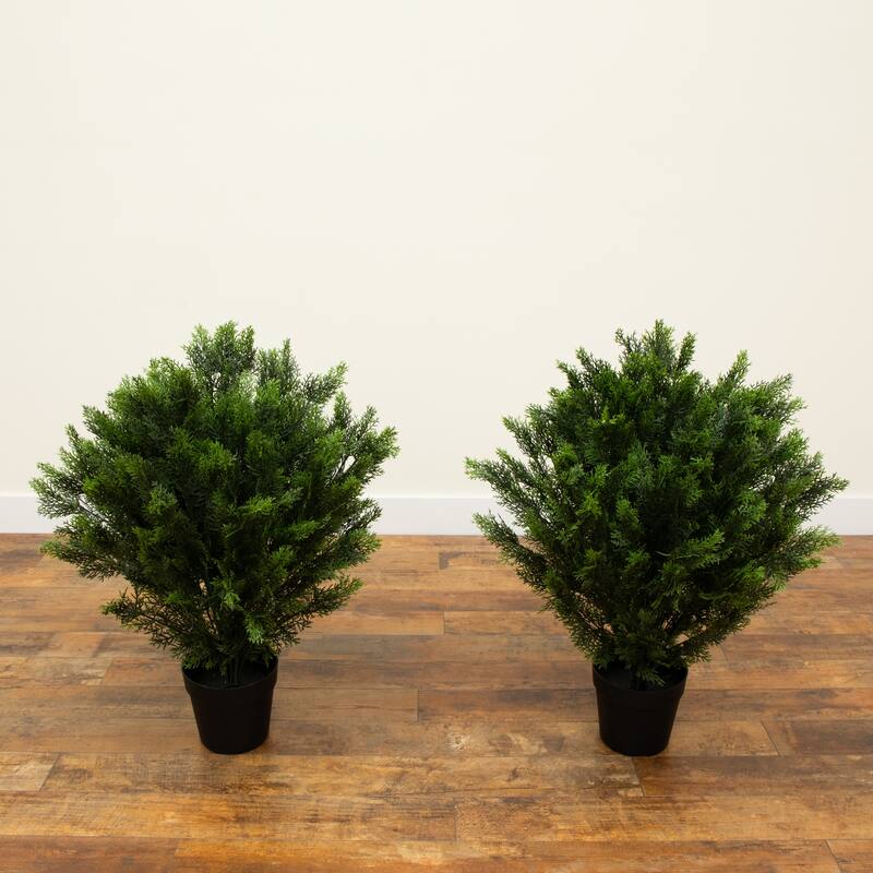 Potted Artificial Cedar Bush Tree - 3' - Set of 2