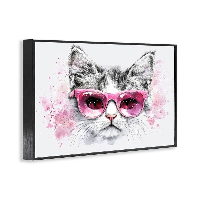 Stupell Cool Cat with Sunglasses Framed Giclee Art Design By LSR Creative Studio
