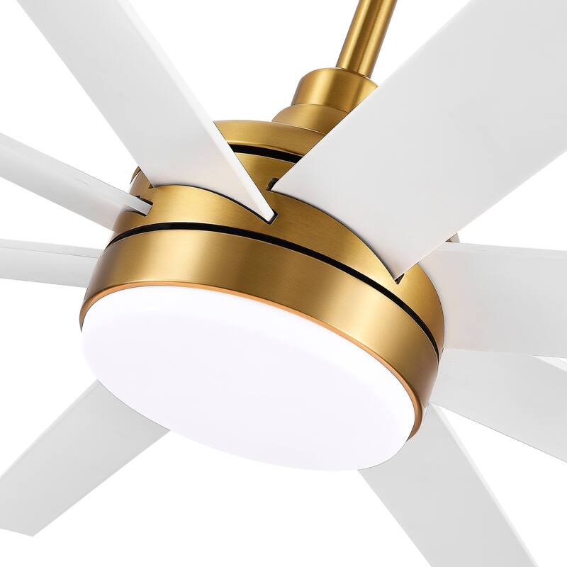 65" Gold LED Ceiling Fan with Light Remote-8 Blade - 65 Inch