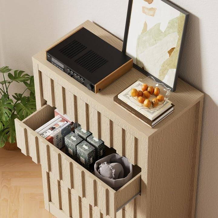 5/6/8 Drawer Fluted Dresser for Bedroom, Modern Chest of Drawers with Handlels